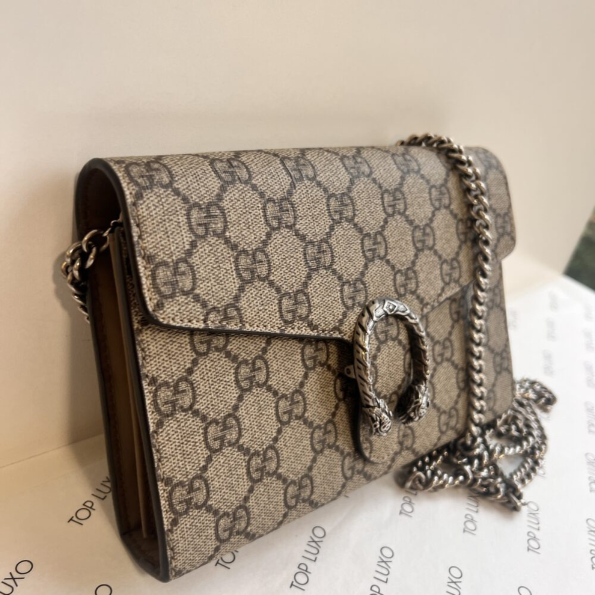GUCCI DIONYSUS MINI BAG GG SUPREME MONOGRAM BEIGE